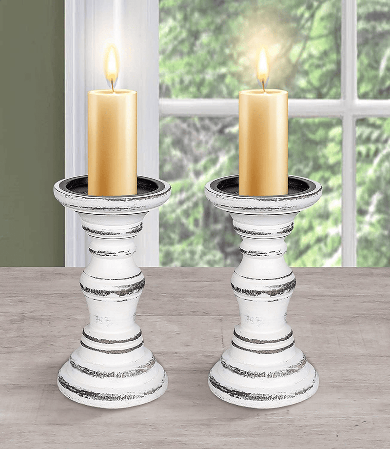 Candle Stands Wooden for Pillar Candles,Rounded Turned Colums, Sustainable Woods, Country Style, Idle for Reiki, Aromatherapy, Votive Candle Gardens Home décor - 10,8,6 Inch Set of 3 - Dark Grey Home & Garden > Decor > Home Fragrance Accessories > Candle Holders The Wooden Town White Antique 6 Inch 