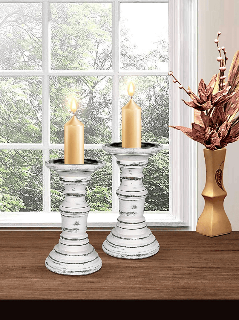 Candle Stands Wooden for Pillar Candles,Rounded Turned Colums, Sustainable Woods, Country Style, Idle for Reiki, Aromatherapy, Votive Candle Gardens Home décor - 10,8,6 Inch Set of 3 - Dark Grey Home & Garden > Decor > Home Fragrance Accessories > Candle Holders The Wooden Town White Antique 7.5 Inch 