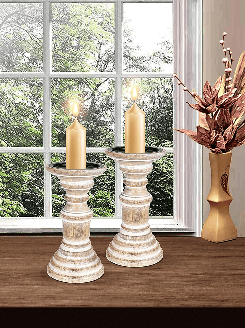 Candle Stands Wooden for Pillar Candles,Rounded Turned Colums, Sustainable Woods, Country Style, Idle for Reiki, Aromatherapy, Votive Candle Gardens Home décor - 10,8,6 Inch Set of 3 - Dark Grey Home & Garden > Decor > Home Fragrance Accessories > Candle Holders The Wooden Town White Wash 7.5 Inch 