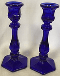 Candlestick Holders Set of 2 - Paneled - Mosser Glass USA (Cobalt Blue) Home & Garden > Decor > Home Fragrance Accessories > Candle Holders Rosso Glass Cobalt Blue  