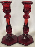 Candlestick Holders Set of 2 - Paneled - Mosser Glass USA (Cobalt Blue) Home & Garden > Decor > Home Fragrance Accessories > Candle Holders Rosso Glass Red  
