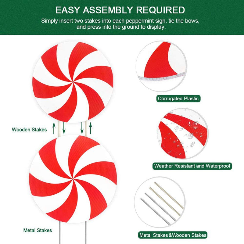 Candy Christmas Decorations Outdoor - 44In Peppermint Xmas Yard Stakes - Giant Holiday Decor Signs for Home Lawn Pathway Walkway Candyland Themed Party - Red White Green Home Home & Garden > Decor > Seasonal & Holiday Decorations& Garden > Decor > Seasonal & Holiday Decorations popfeel   