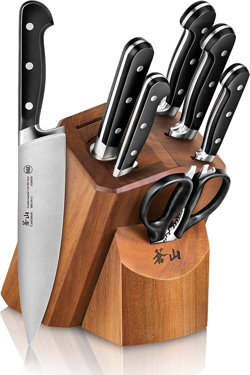 Cangshan V2 Series 1024128 German Steel Forged 23-Piece Knife Block Set, Acacia Home & Garden > Kitchen & Dining > Kitchen Tools & Utensils > Kitchen Knives Cangshan Cutlery Company 8-Piece Knife Block Set  