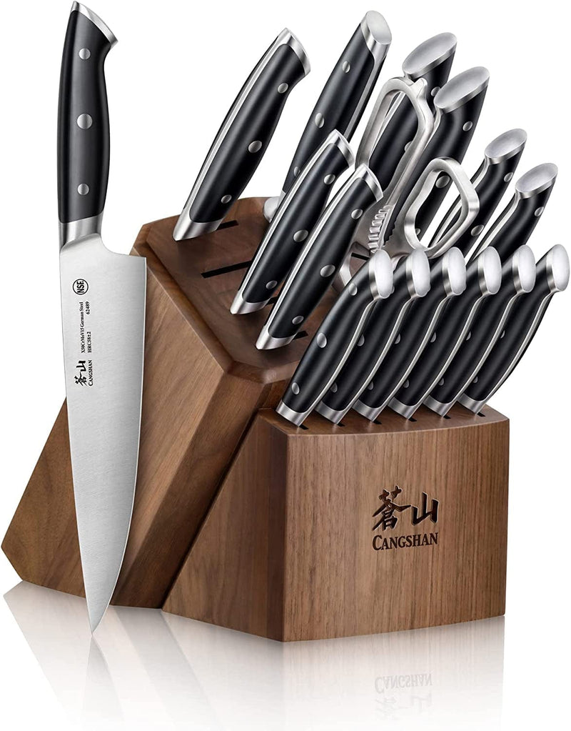 Cangshan Z Series 1024180 German Steel Forged 17-Piece Knife Block Set, Walnut Home & Garden > Kitchen & Dining > Kitchen Tools & Utensils > Kitchen Knives Cangshan Black Handle  