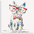 Canvas Frog Wall Art Decor: Side by Side Frogs with Glasses Art Bedroom Wall Art Laundry Room Decor and Accessories Girl Room Decor Inspirational Wall Art with Frame Easy Hanging (12"x12"x1 Panel) Home & Garden > Decor > Seasonal & Holiday Decorations Yidepot Bulldog with Glasses and Bow Knot 24"x24" 