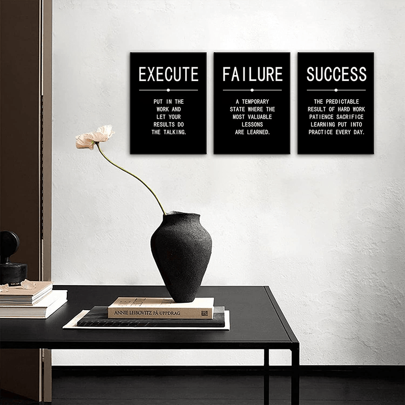 Canvas Painting Wall Art Success Quote Inspirational Wall Art Execute Failure Definition 3 Pieces Black Poster Positive Motivational Framed Artwork Prints Picture for Living Room Office [36''Wx 16''H] Home & Garden > Decor > Artwork > Posters, Prints, & Visual Artwork GoForArt   