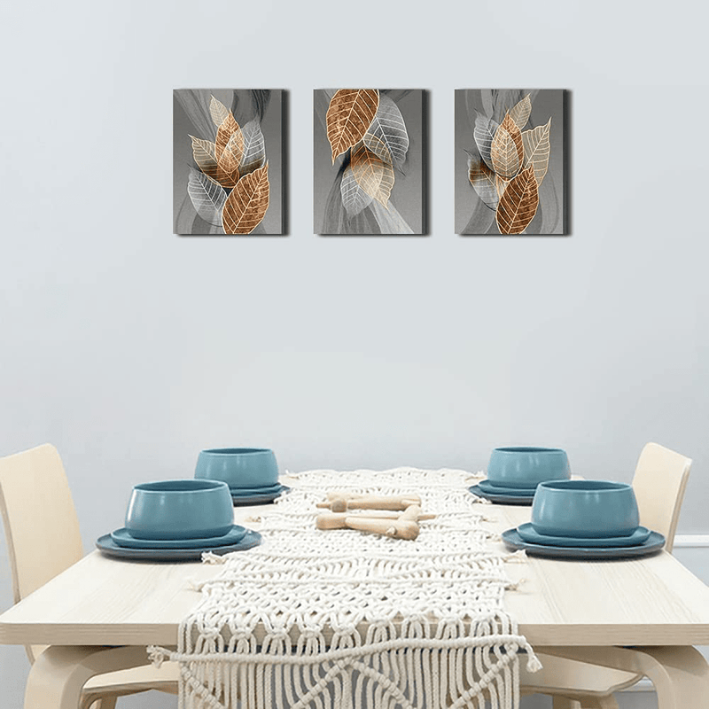 Canvas Wall Art for Living Room Family Wall Decorations for Kitchen Modern Bathroom Wall Decor Black Paintings Abstract Leaves Pictures Artwork Inspirational Canvas Art Bedroom Home Decor 3 Pieces