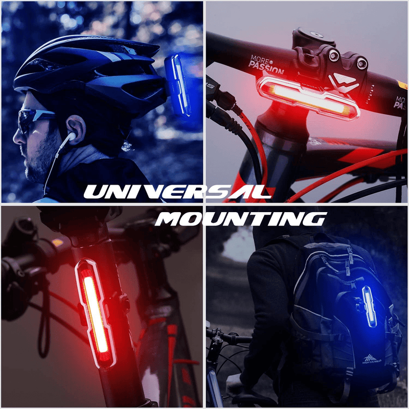 CANWAY Bike Tail Light, Ultra Bright Bike Light USB Rechargeable, LED Bicycle Rear Light, Waterproof Helmet Light, 5 Light Mode Headlights with Red & Blue for Cycling Safety Flashlight Light