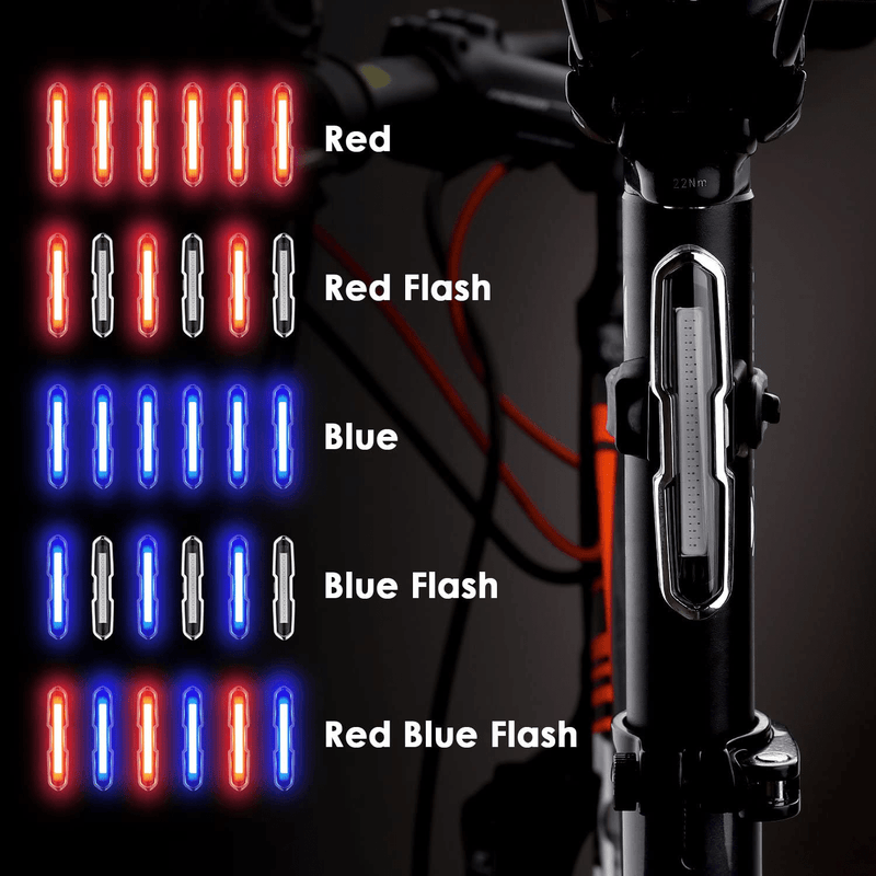 CANWAY Bike Tail Light, Ultra Bright Bike Light USB Rechargeable, LED Bicycle Rear Light, Waterproof Helmet Light, 5 Light Mode Headlights with Red & Blue for Cycling Safety Flashlight Light Sporting Goods > Outdoor Recreation > Cycling > Bicycle Parts CANWAY   