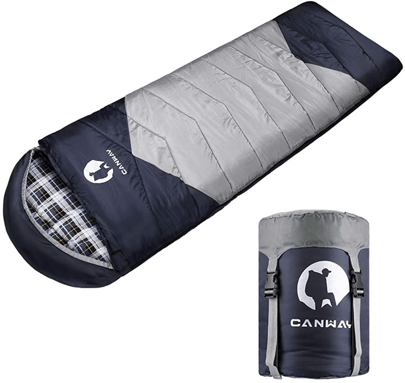 CANWAY Sleeping Bag with Compression Sack, Lightweight and Waterproof for Warm & Cold Weather, Comfort for 4 Seasons Camping/Traveling/Hiking/Backpacking, Adults & Kids Sporting Goods > Outdoor Recreation > Camping & Hiking > Sleeping Bags CANWAY Grey-Flannel  
