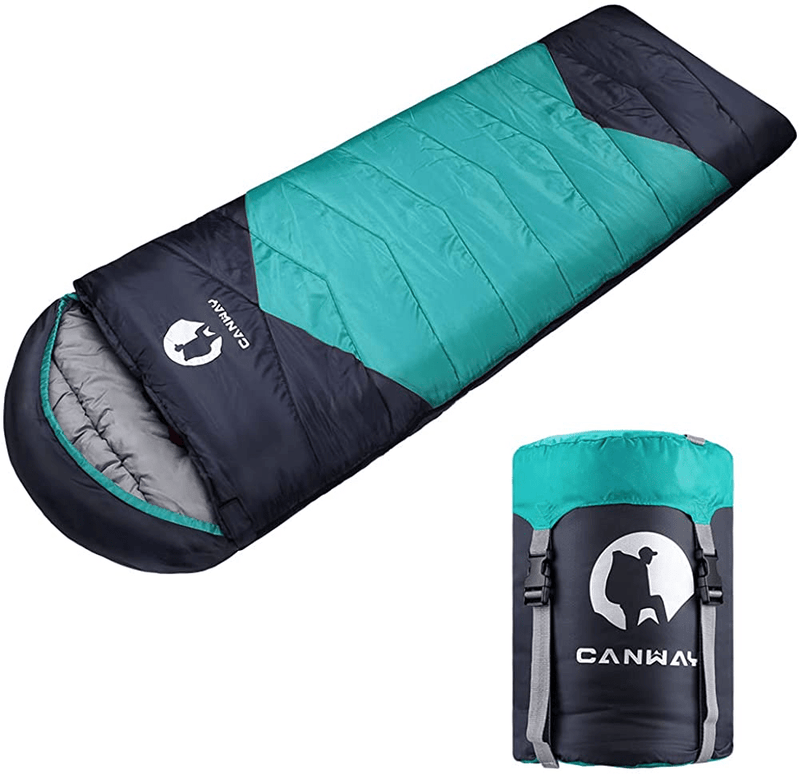 CANWAY Sleeping Bag with Compression Sack, Lightweight and Waterproof for Warm & Cold Weather, Comfort for 4 Seasons Camping/Traveling/Hiking/Backpacking, Adults & Kids Sporting Goods > Outdoor Recreation > Camping & Hiking > Sleeping Bags CANWAY Cyan-59°F~ 77°F  