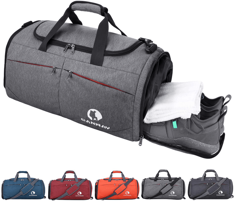 Canway Sports Gym Bag, Travel Duffel bag with Wet Pocket & Shoes Compartment for men women, 45L, Lightweight Home & Garden > Household Supplies > Storage & Organization CANWAY gray  