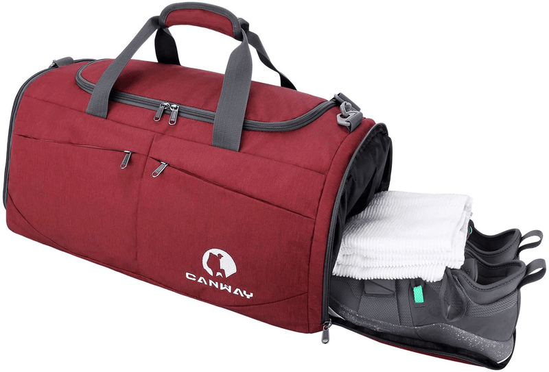 Canway Sports Gym Bag, Travel Duffel bag with Wet Pocket & Shoes Compartment for men women, 45L, Lightweight Home & Garden > Household Supplies > Storage & Organization CANWAY red  