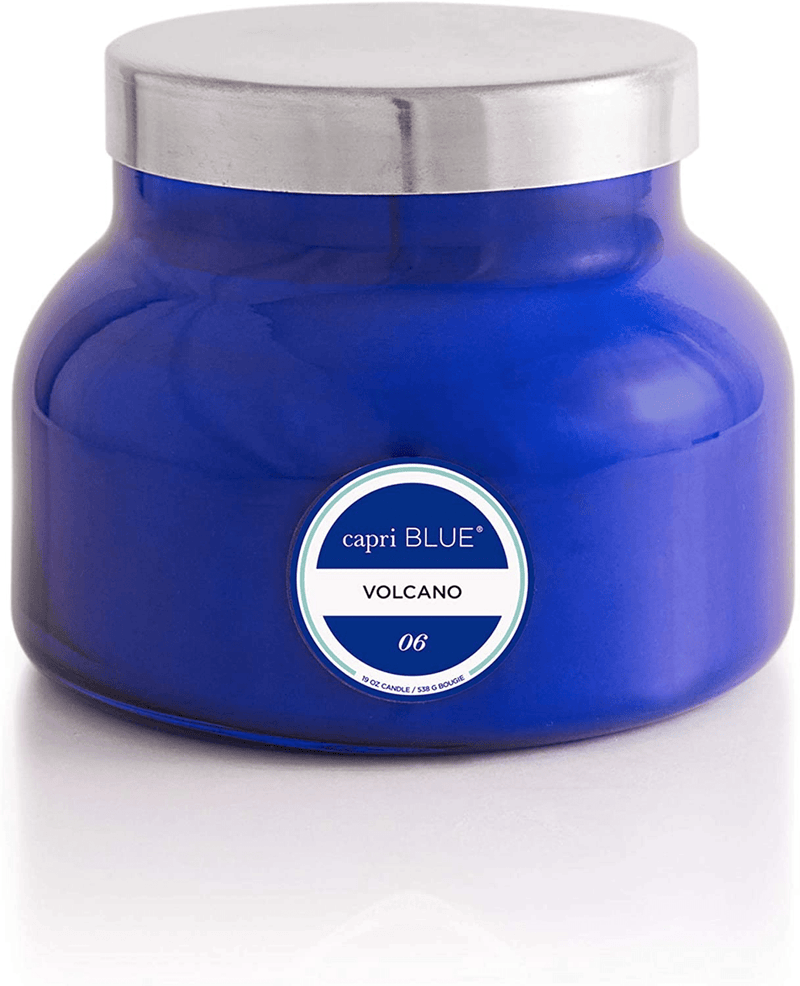 Capri Blue Scented Candle with Glass Candle Holder - Cotton Wick - Luxury Aromatherapy Candle - 19 Oz - Volcano - White Home & Garden > Decor > Home Fragrances > Candles Capri Blue Blue  