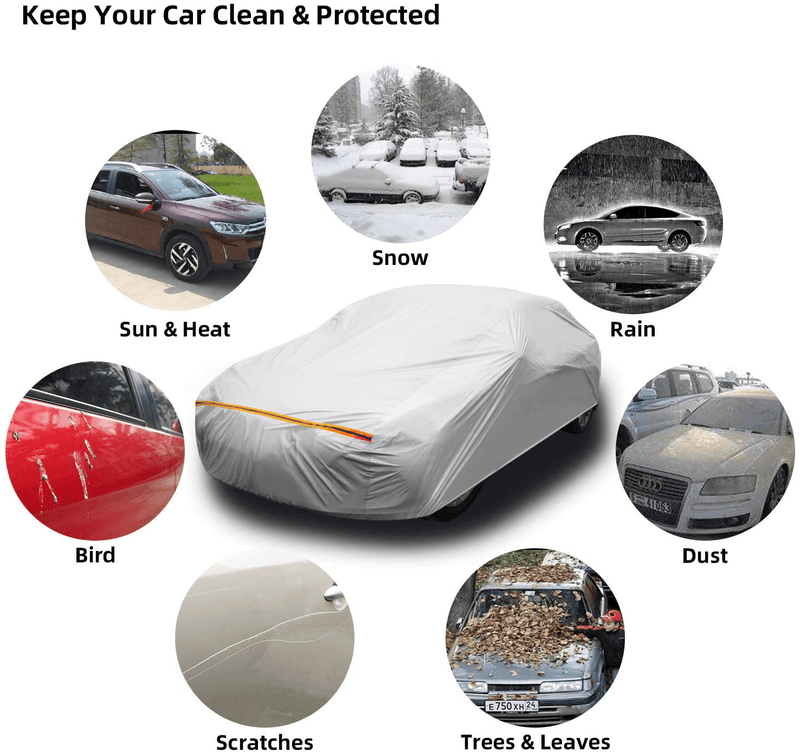 Car Cover for Sedan L (191"-201"), Ohuhu Universal Sedan Car Covers Outdoor UV Protection Auto Cover - Windproof. Dustproof. Scratch Resistant  Ohuhu   