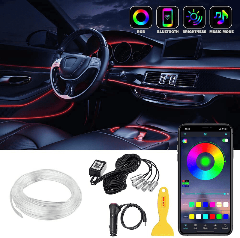 Car LED Strip Lights, LEDCARE Multicolor RGB Car Interior Lights, 16 Million Colors 5 in 1 with 236 inches Fiber Optic, Ambient Lighting Kits, Sound Active Function and Wireless Bluetooth APP Control Vehicles & Parts > Vehicle Parts & Accessories > Motor Vehicle Parts > Motor Vehicle Lighting ‎LEDCARE Default Title  