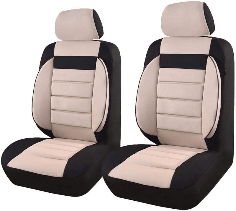 CAR PASS 6PCS Elegance Universal Two Front Car Seat Covers Set ,Foam Back Support,Airbag Compatible Vehicles & Parts > Vehicle Parts & Accessories > Motor Vehicle Parts > Motor Vehicle Seating CAR PASS Black / Beige  