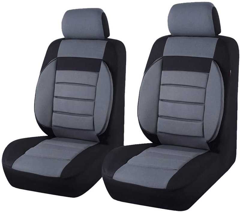 CAR PASS 6PCS Elegance Universal Two Front Car Seat Covers Set ,Foam Back Support,Airbag Compatible Vehicles & Parts > Vehicle Parts & Accessories > Motor Vehicle Parts > Motor Vehicle Seating CAR PASS Black With Gray  