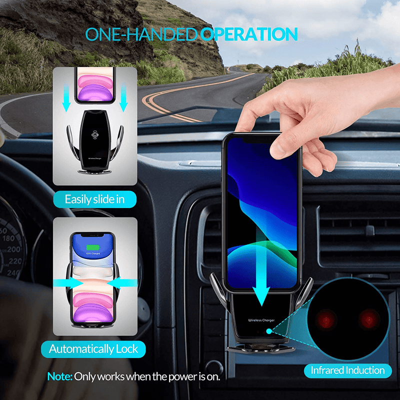 Car Phone Mount,Auto-Clamping Smart Sensor 10W Qi Fast Charging Car Front Windshield Dashboard Air Vent Phone Holder Compatible with iPhone12/12 pro max/Samsung S20/note 20 All 4.7-6.7 Inch Smartphone Vehicles & Parts > Vehicle Parts & Accessories > Motor Vehicle Parts > Motor Vehicle Sensors & Gauges HonShoop   