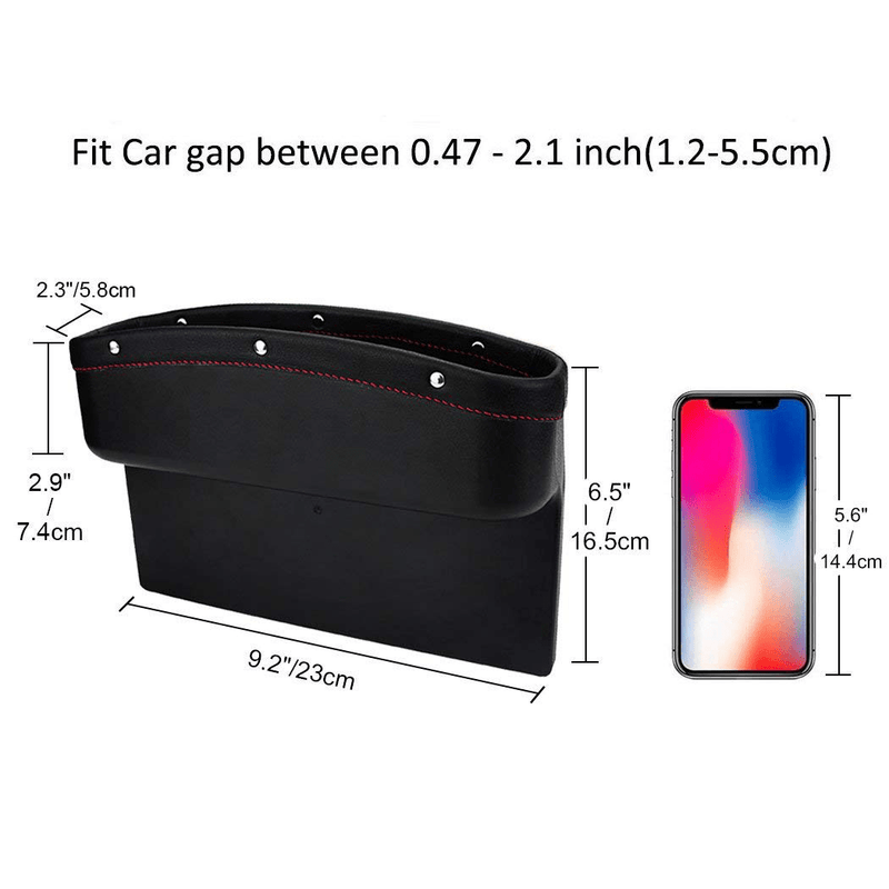 Car Seat Storage Pockets Box PU Leather Organizer Auto Gap Pocket Stowing Tidying for Phone Key Card Coin Case Accessoies with Non-Slip Mat 9.2x6.5x2.1 inch Black（2 Pack）  Fishinghappy   