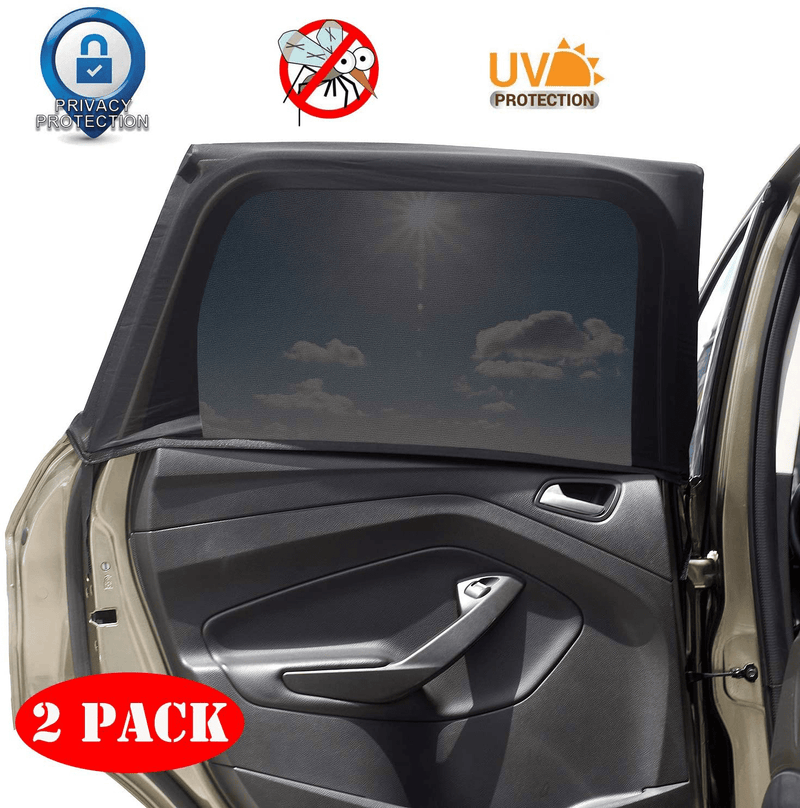 Car Window Sun Shade Cover -2 Pack Breathable Mesh Car Rear Side Window Shade Sunshade UV Protection for Baby Kids Pet Size XL, Mosquito Net Curtain Fit for Most(95%) of Cars, Cover Full Window Sporting Goods > Outdoor Recreation > Camping & Hiking > Mosquito Nets & Insect Screens Beicarin Extra Large-Rear Window  