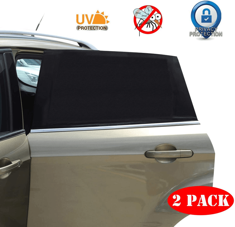 Car Window Sun Shade Cover -2 Pack Breathable Mesh Car Rear Side Window Shade Sunshade UV Protection for Baby Kids Pet Size XL, Mosquito Net Curtain Fit for Most(95%) of Cars, Cover Full Window Sporting Goods > Outdoor Recreation > Camping & Hiking > Mosquito Nets & Insect Screens Beicarin Large-Rear Window  