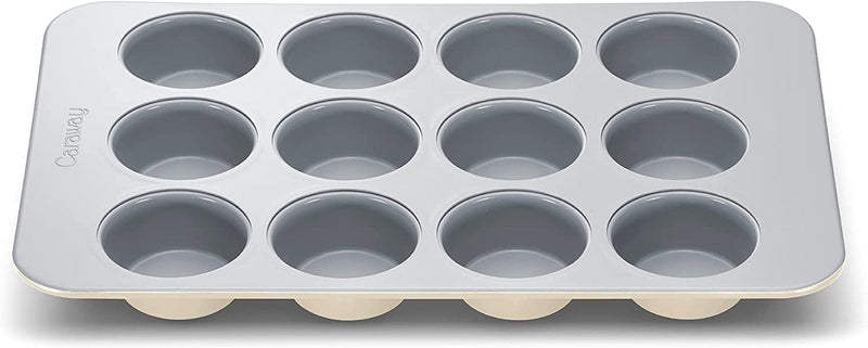 Caraway Non-Stick Ceramic 12-Cup Muffin Pan - Naturally Slick Ceramic Coating - Non-Toxic, PTFE & PFOA Free - Perfect for Cupcakes, Muffins, and More - Cream Home & Garden > Kitchen & Dining > Cookware & Bakeware Caraway Cream  