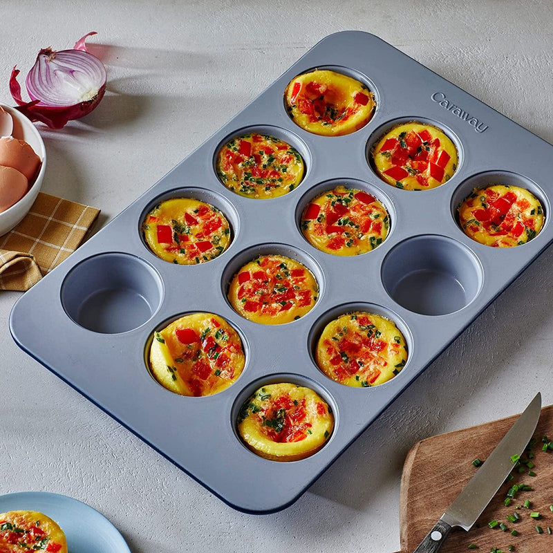 Caraway Non-Stick Ceramic 12-Cup Muffin Pan - Naturally Slick Ceramic Coating - Non-Toxic, PTFE & PFOA Free - Perfect for Cupcakes, Muffins, and More - Cream Home & Garden > Kitchen & Dining > Cookware & Bakeware Caraway   
