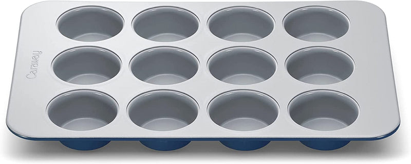Caraway Non-Stick Ceramic 12-Cup Muffin Pan - Naturally Slick Ceramic Coating - Non-Toxic, PTFE & PFOA Free - Perfect for Cupcakes, Muffins, and More - Cream Home & Garden > Kitchen & Dining > Cookware & Bakeware Caraway Navy  