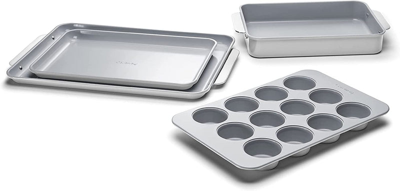 Caraway Nonstick Ceramic Bakeware Set (5 Pieces) - Baking Sheets, Assorted Baking Pans, Cooling Rack, & Storage - Aluminized Steel Body - Non Toxic, PTFE & PFOA Free - Gray Home & Garden > Kitchen & Dining > Cookware & Bakeware Caraway   
