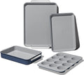 Caraway Nonstick Ceramic Bakeware Set (5 Pieces) - Baking Sheets, Assorted Baking Pans, Cooling Rack, & Storage - Aluminized Steel Body - Non Toxic, PTFE & PFOA Free - Gray Home & Garden > Kitchen & Dining > Cookware & Bakeware Caraway Navy 5 Pieces 