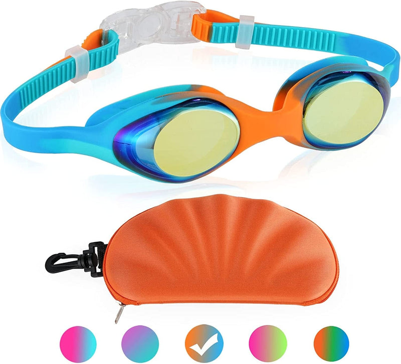 Careula Kids Swim Goggles, Swimming Goggles for Boys Girls Kid Toddlers Age 2-10 Sporting Goods > Outdoor Recreation > Boating & Water Sports > Swimming > Swim Goggles & Masks Careula Orange Blue  
