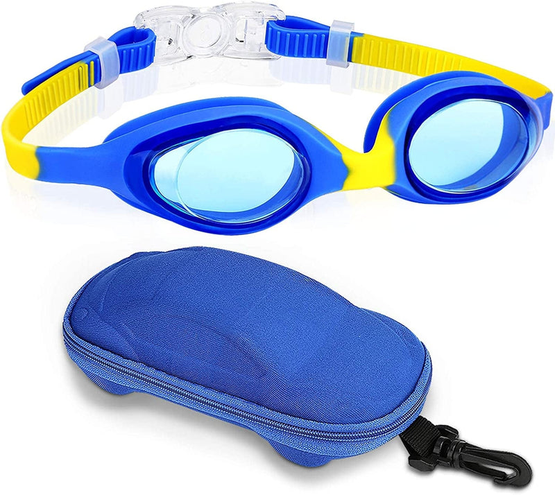Careula Kids Swim Goggles, Swimming Goggles for Boys Girls Kid Toddlers Age 2-10 Sporting Goods > Outdoor Recreation > Boating & Water Sports > Swimming > Swim Goggles & Masks Careula Blue/Yellow  
