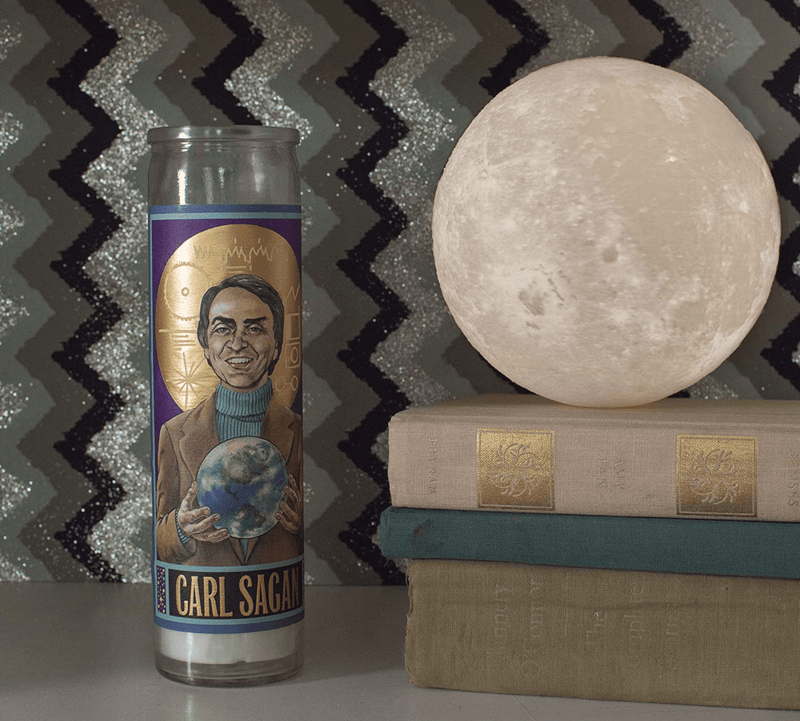 Carl Sagan Secular Saint Candle - 8.5 Inch Glass Prayer Votive - Made in The USA Home & Garden > Decor > Home Fragrances > Candles The Unemployed Philosophers Guild   