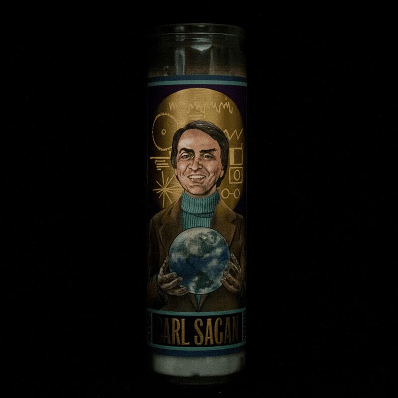 Carl Sagan Secular Saint Candle - 8.5 Inch Glass Prayer Votive - Made in The USA Home & Garden > Decor > Home Fragrances > Candles The Unemployed Philosophers Guild   