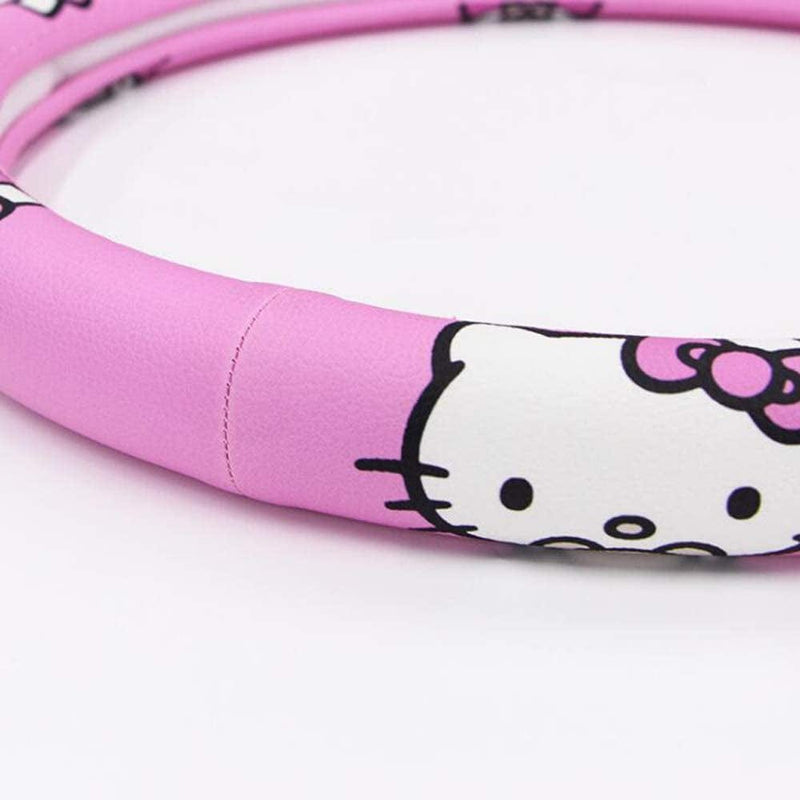 Carmen Hello Kitty Car Accessories 15 Inch Universal Steering Wheel Cover Microfiber Leather Durable Breathable Soft Snug Grip Protector