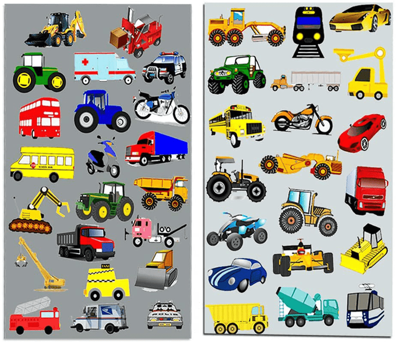 Cars and Trucks Stickers Party Supplies Pack Toddler -- Over 160 Stickers (Cars, Fire Trucks, Construction, Buses & More!)  Crenstone   