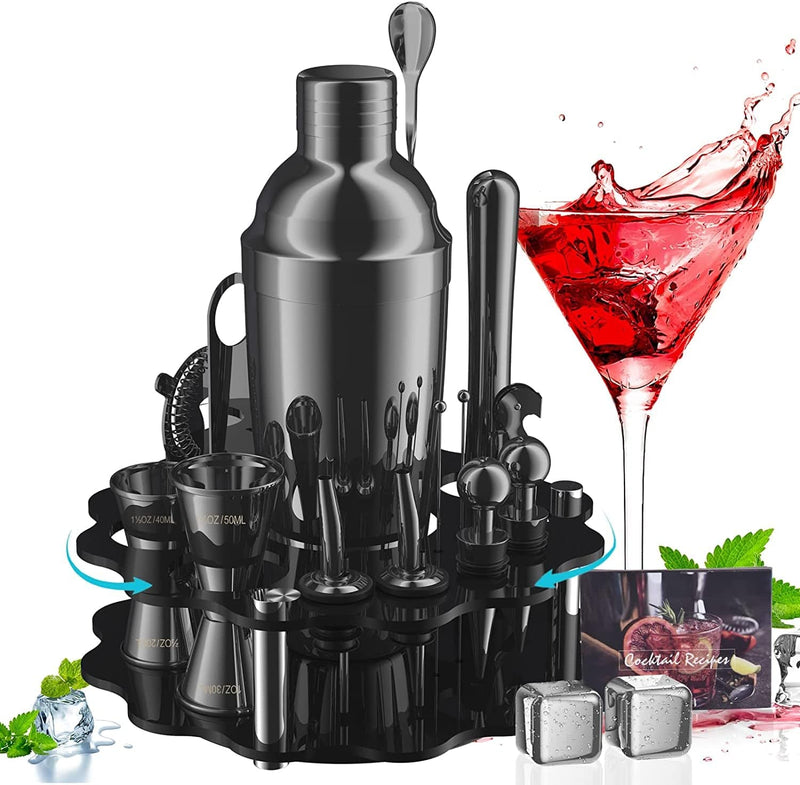 Carsolt Bartender Kit, 6-Piece Bar Set Cocktail Shaker Set Bar Tools for Home and Professional Bartending with Stainless Steel 25 Oz Martini Shaker, Jigger, Bar Spoon, 2 Whiskey Stones, Cocktail Book Home & Garden > Kitchen & Dining > Barware Carsolt 19 Piece  