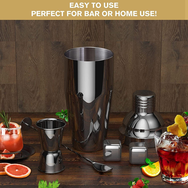 Carsolt Bartender Kit, 6-Piece Bar Set Cocktail Shaker Set Bar Tools for Home and Professional Bartending with Stainless Steel 25 Oz Martini Shaker, Jigger, Bar Spoon, 2 Whiskey Stones, Cocktail Book Home & Garden > Kitchen & Dining > Barware Carsolt   