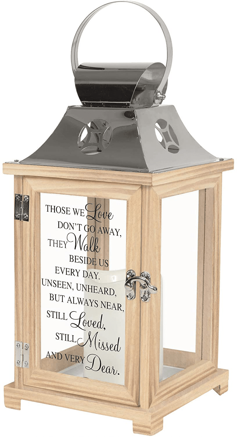 Carson Home Accents Walk Beside Us Memorial Remembrance Battery Powered Flameless Lantern with Automatic Timer, Wood/Silver