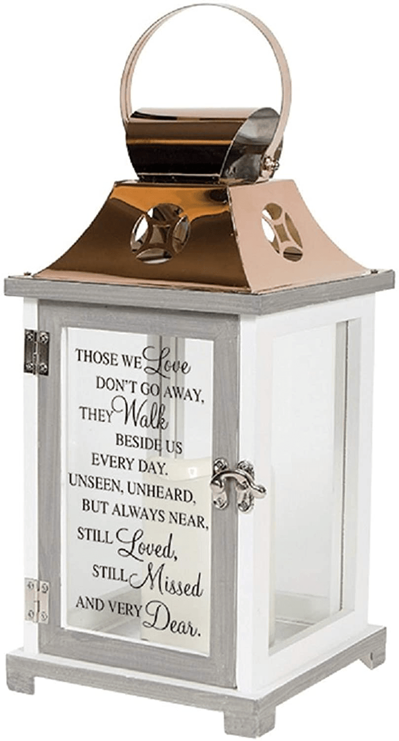 Carson Home Accents Walk Beside Us Memorial Remembrance Battery Powered Flameless Lantern with Automatic Timer, Wood/Silver Home & Garden > Decor > Home Fragrances > Candles Carson White  