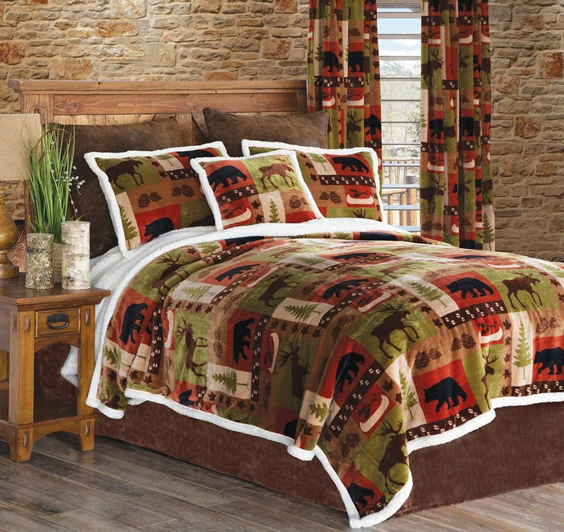 Carstens Patchwork Lodge Plush Bedding Set, King, Multi Home & Garden > Linens & Bedding > Bedding Carstens Inc   