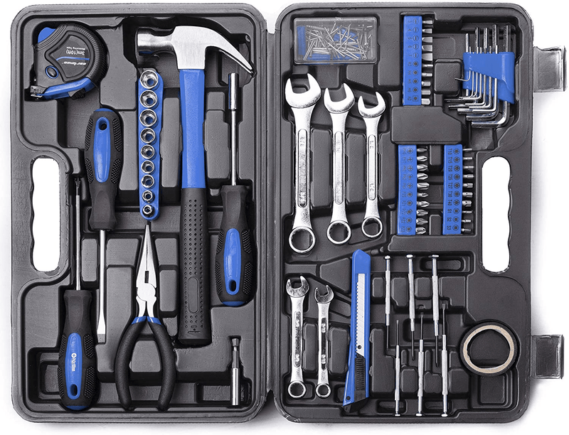 Cartman 148Piece Tool Set General Household Hand Tool Kit with Plastic Toolbox Storage Case Socket and Socket Wrench Sets