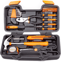 CARTMAN Orange 39-Piece Tool Set - General Household Hand Tool Kit with Plastic Toolbox Storage Case