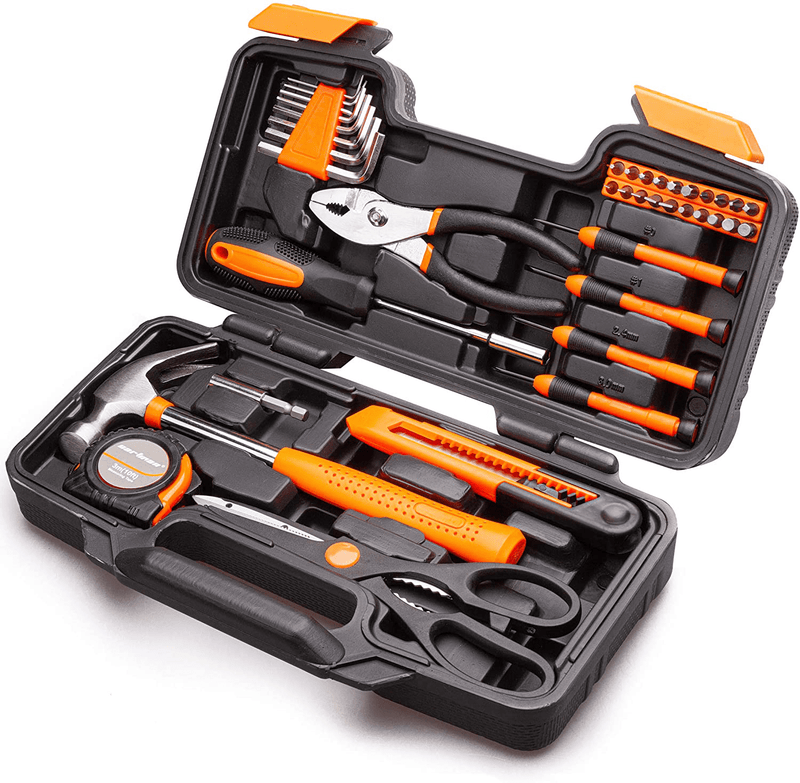 CARTMAN Orange 39-Piece Tool Set - General Household Hand Tool Kit with Plastic Toolbox Storage Case Hardware > Tools > Tool Sets CARTMAN   