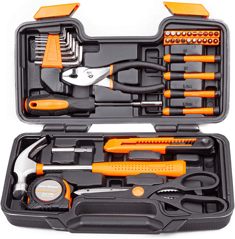 CARTMAN Orange 39-Piece Tool Set - General Household Hand Tool Kit with Plastic Toolbox Storage Case Sporting Goods > Outdoor Recreation > Camping & Hiking > Camping Tools CARTMAN Orange 39pcs  