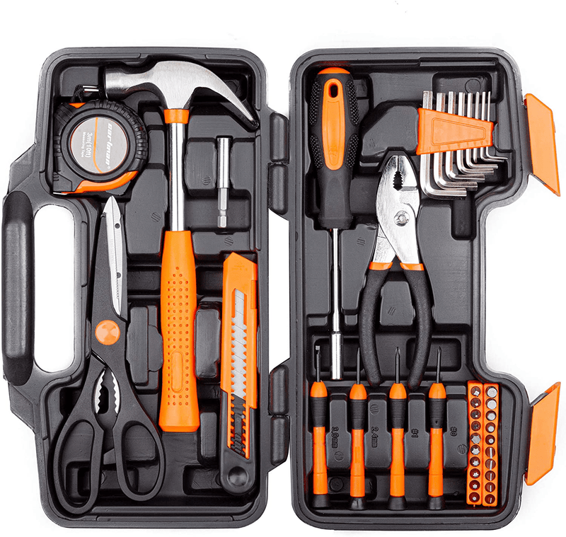 CARTMAN Orange 39-Piece Tool Set - General Household Hand Tool Kit with Plastic Toolbox Storage Case Sporting Goods > Outdoor Recreation > Camping & Hiking > Camping Tools CARTMAN   