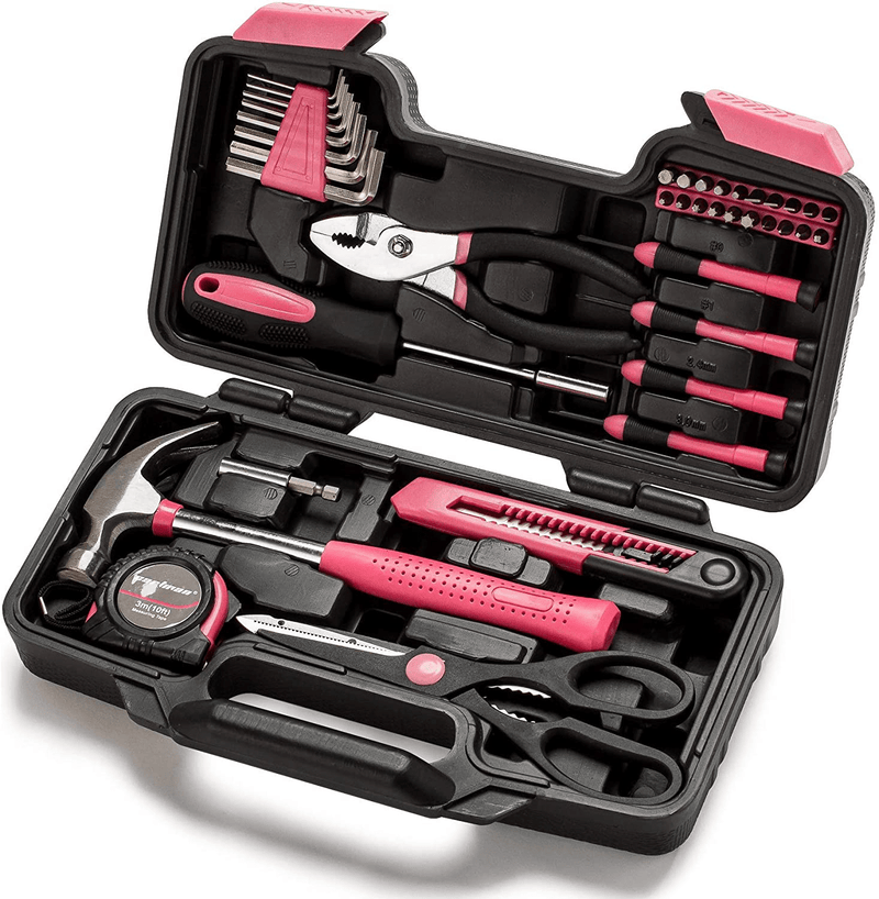 CARTMAN Orange 39-Piece Tool Set - General Household Hand Tool Kit with Plastic Toolbox Storage Case Sporting Goods > Outdoor Recreation > Camping & Hiking > Camping Tools CARTMAN pink  