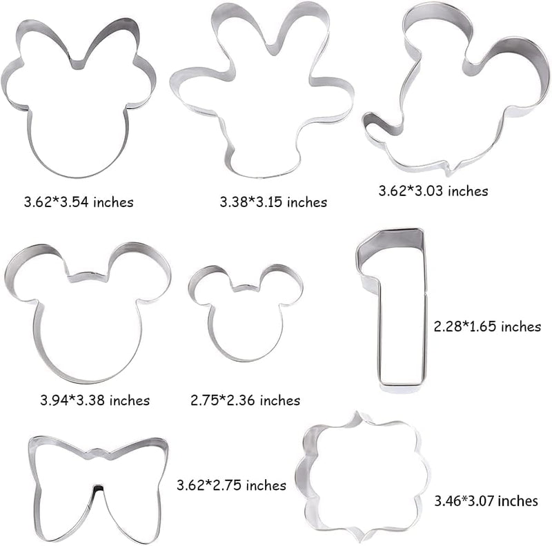 Cartoon Mouse Cookie Cutters, 8 Pack Baking Molds Stainless Steel Biscuit Sandwich Cake Cutter Set for 1St Birthday Party Supplies Favors Home & Garden > Kitchen & Dining > Cookware & Bakeware Fangleland   