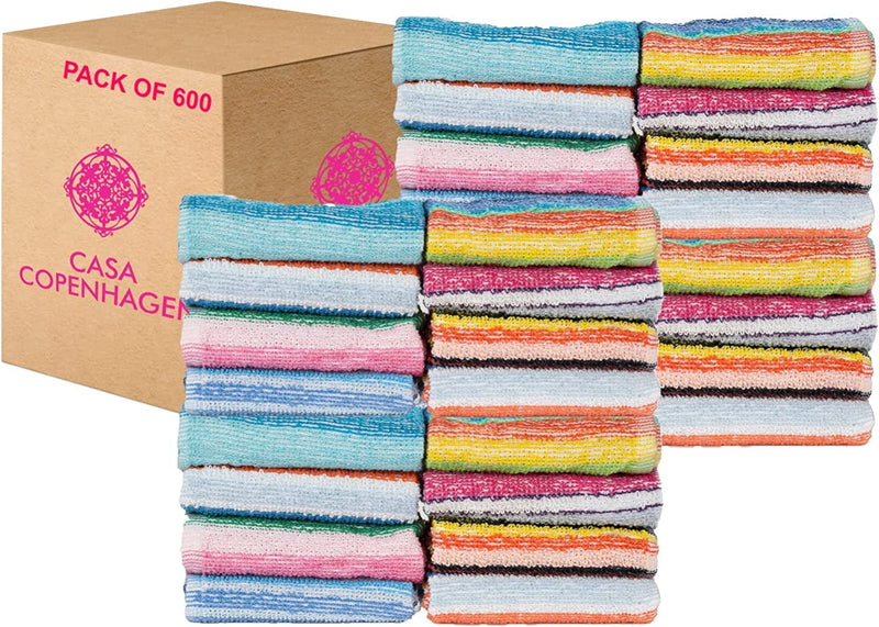 CASA Copenhagen-Basics 600 Pack Stripes Premium Wash Cloth Towels- in Assorted Colours Home & Garden > Linens & Bedding > Towels Acme Multicolor 600Pcs Washcloths 